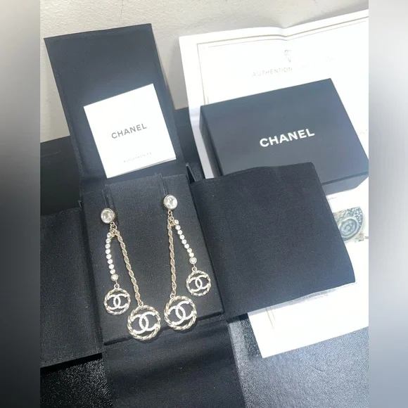 RARE CHANEL DOUBLE DANGLE EARRINGS - Picture 7 of 17
